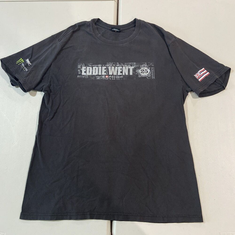Y2K Quicksilver Eddie Aikau Men's T-Shirt L Vintage 25 Year Anniversary Surf